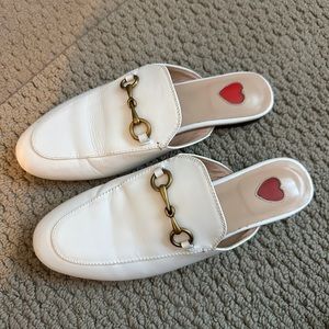 White Leather Mules